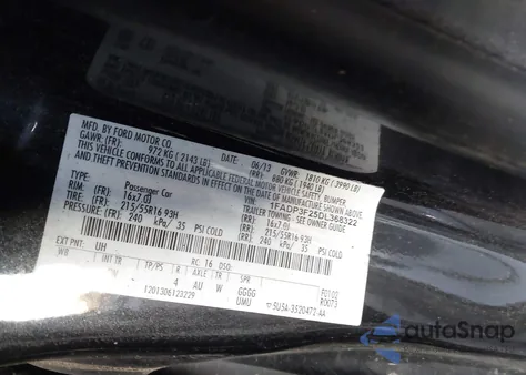 2013 Ford Focus Se из США, поврежденный, VIN 1FADP3F25DL368322